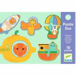 Puzzle Duo Véhicules (12 puzzles)|Djeco Outlet