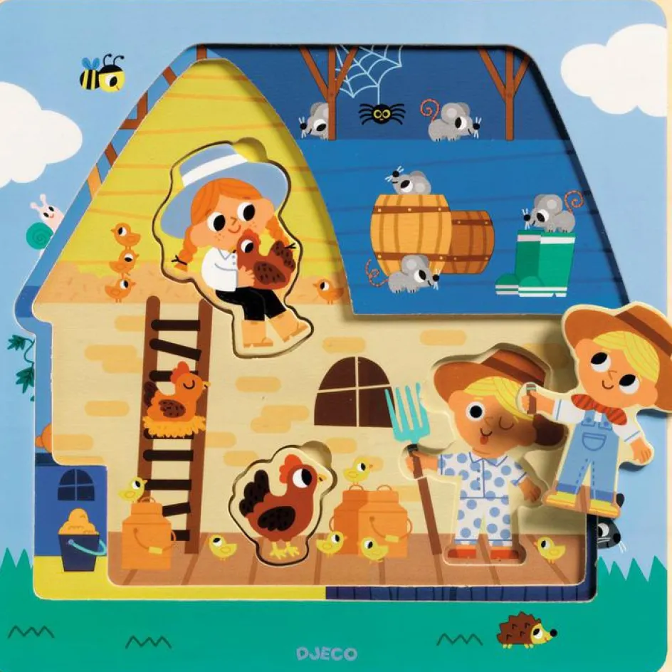 Sale Djeco Puzzle en bois 3 niveaux Chez Moo