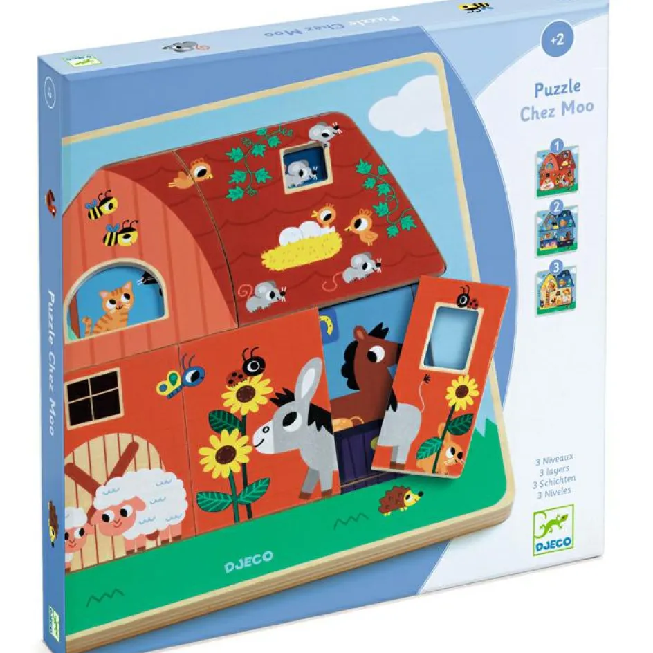 Sale Djeco Puzzle en bois 3 niveaux Chez Moo