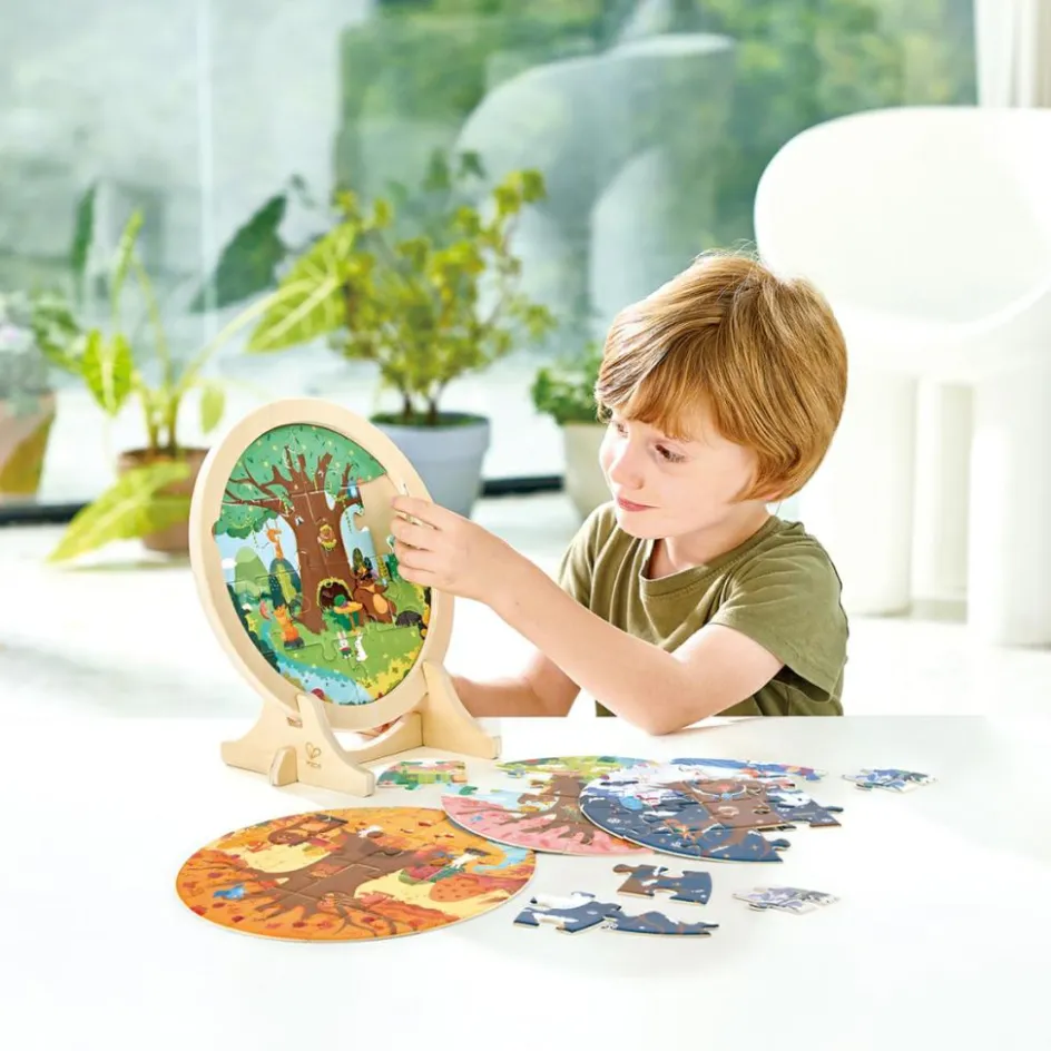 Outlet Hape Puzzle en bois avec chevalet Les 4 saisons (56 pièces)
