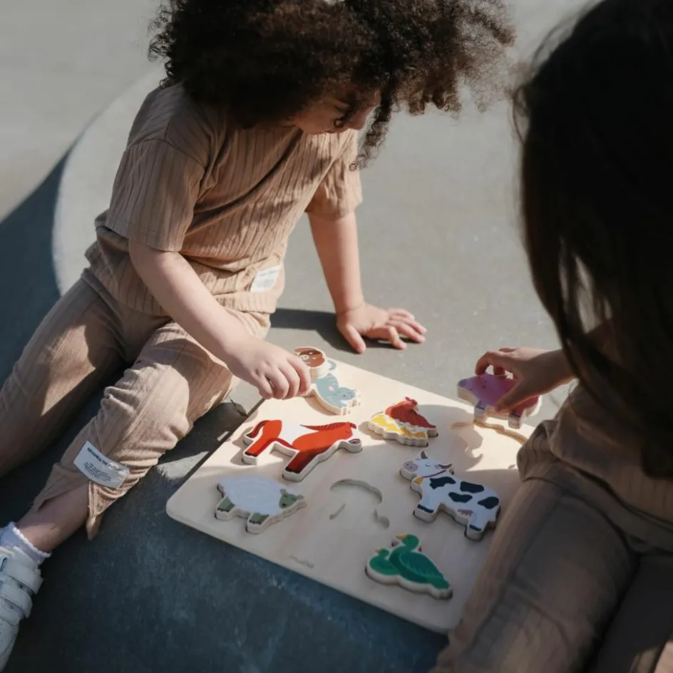 Puzzle en bois Farm (8 pièces)|Mushie Sale