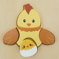 Puzzle en bois Poule (5 pièces)|Sapin Malin Online