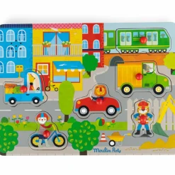 Puzzle sonore ville en bois Les Popipop|Moulin Roty Hot