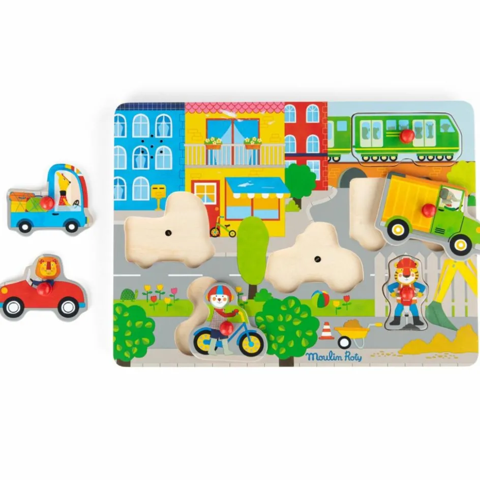 Puzzle sonore ville en bois Les Popipop|Moulin Roty Hot