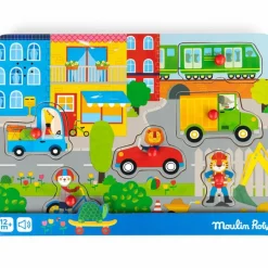 Puzzle sonore ville en bois Les Popipop|Moulin Roty Hot
