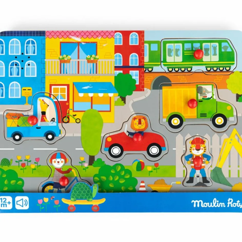 Puzzle sonore ville en bois Les Popipop|Moulin Roty Hot