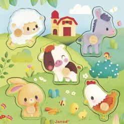 Sale Janod Puzzle tactile en bois Ferme (5 pièces)