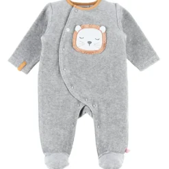 Pyjama chaud Babou & Kendi en velours gris (6 mois)|Noukie's Discount