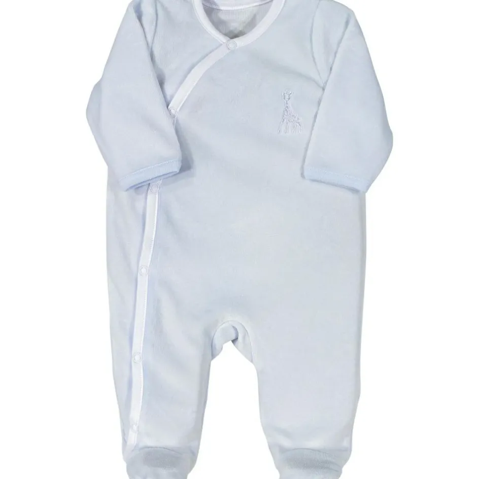 Pyjama croisé en velours bleu Sophie la girafe (naissance)|Trois Kilos Sept Sale