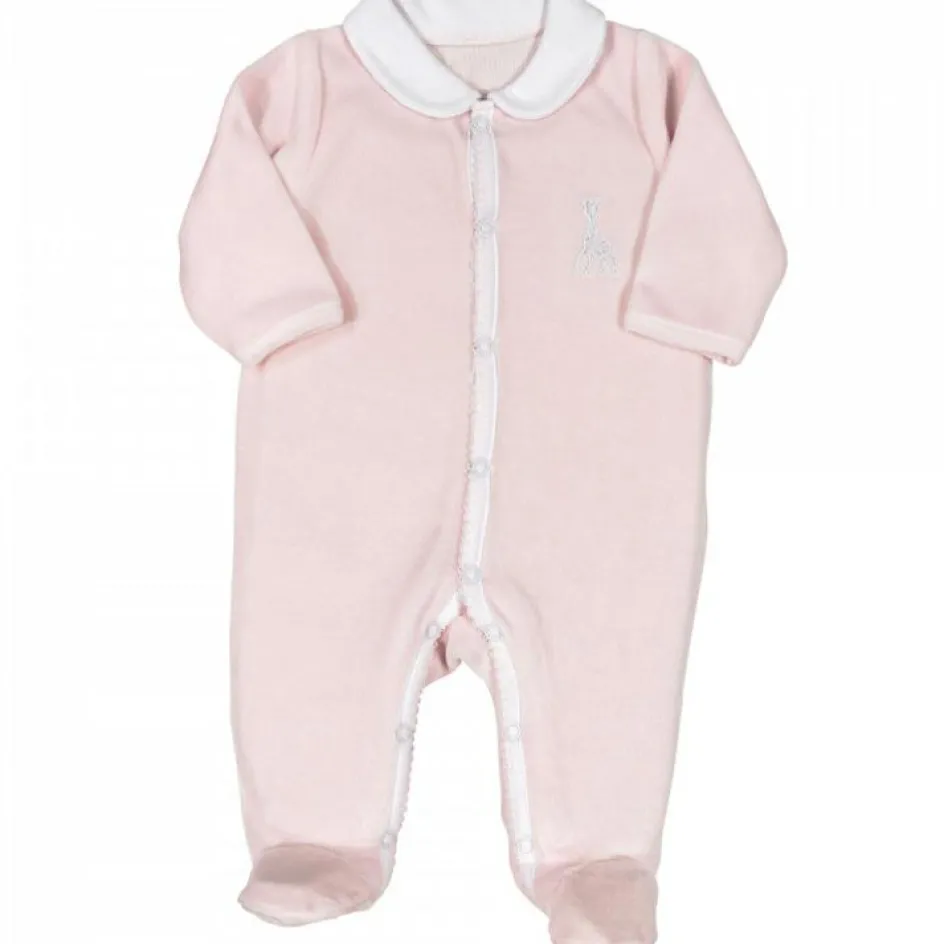 Trois Kilos Sept Pyjama en velours rose Sophie la girafe (1 mois)
