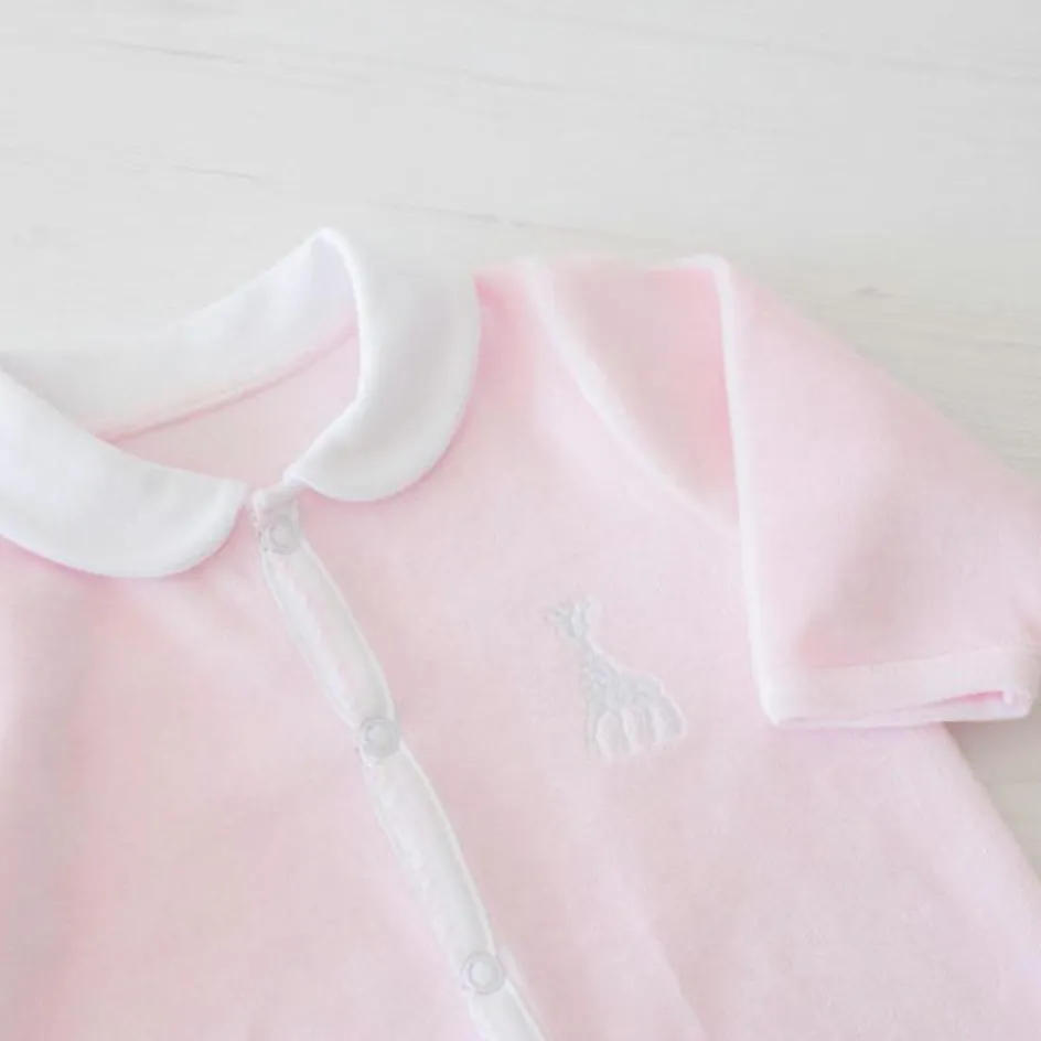 Trois Kilos Sept Pyjama en velours rose Sophie la girafe (1 mois)