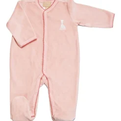 Outlet Trois Kilos Sept Pyjama en velours rose Sophie la girafe (1 mois)