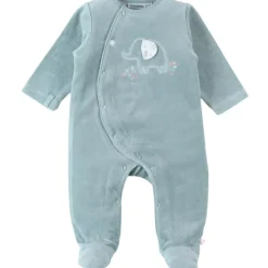 Pyjama velours aqua éléphant (dès la naissance)|Noukie's Hot
