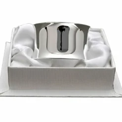 Rond de serviette Contemporain en métal argenté + coffret|Daniel Crégut Outlet