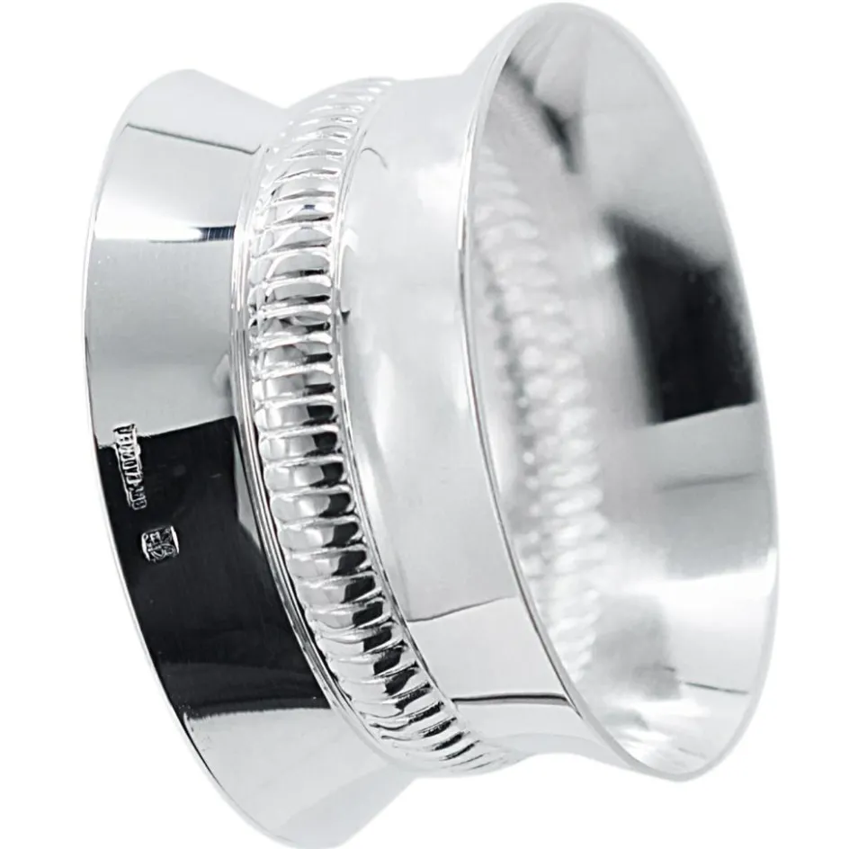 Rond de serviette Godron bombé personnalisable (métal argenté) dans son coffret|Daniel Crégut Best