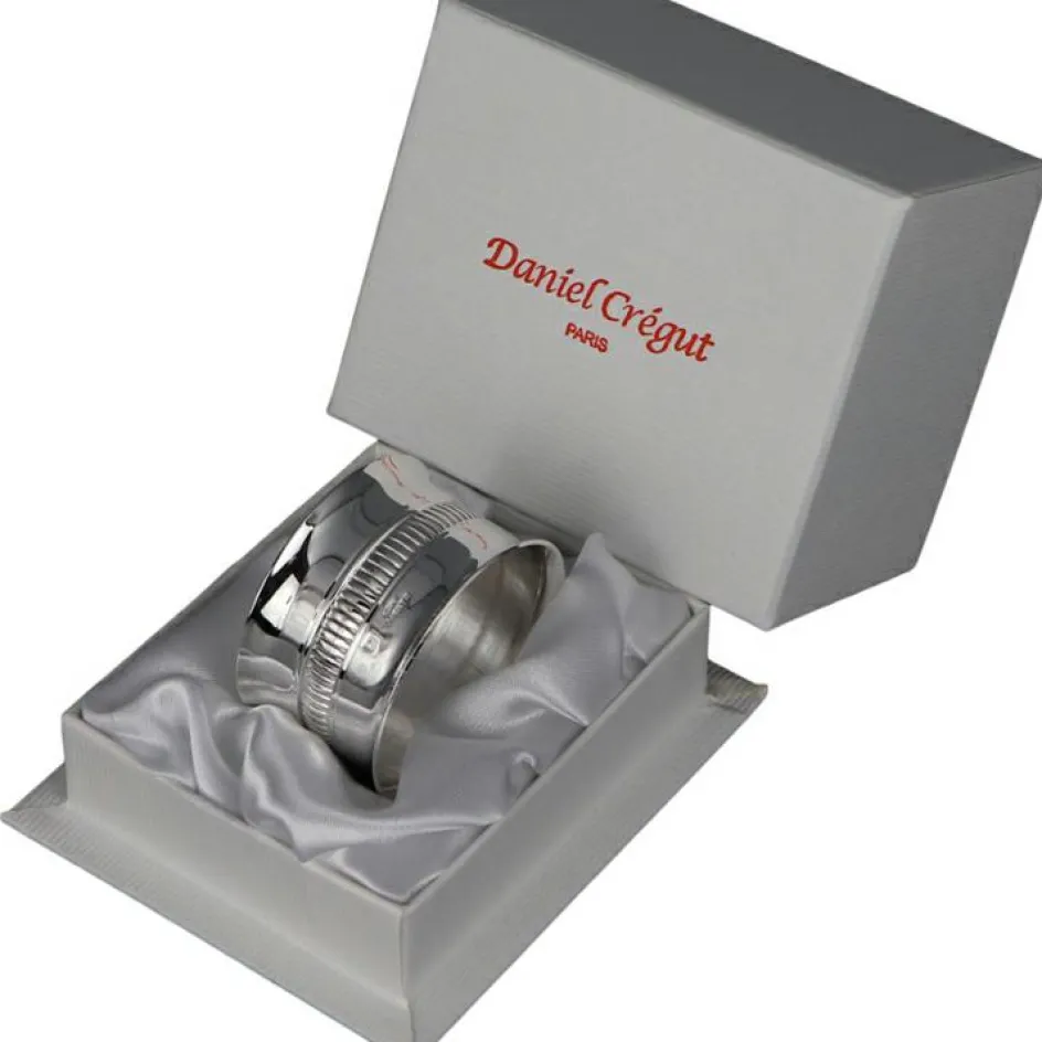 Rond de serviette Godron bombé personnalisable (métal argenté) dans son coffret|Daniel Crégut Best