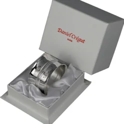 New Daniel Crégut Rond de serviette Godron bombé (métal argenté) dans son coffret