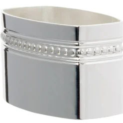 Rond de serviette Lien Perles personnalisable (métal argenté) dans son coffret|Daniel Crégut Sale