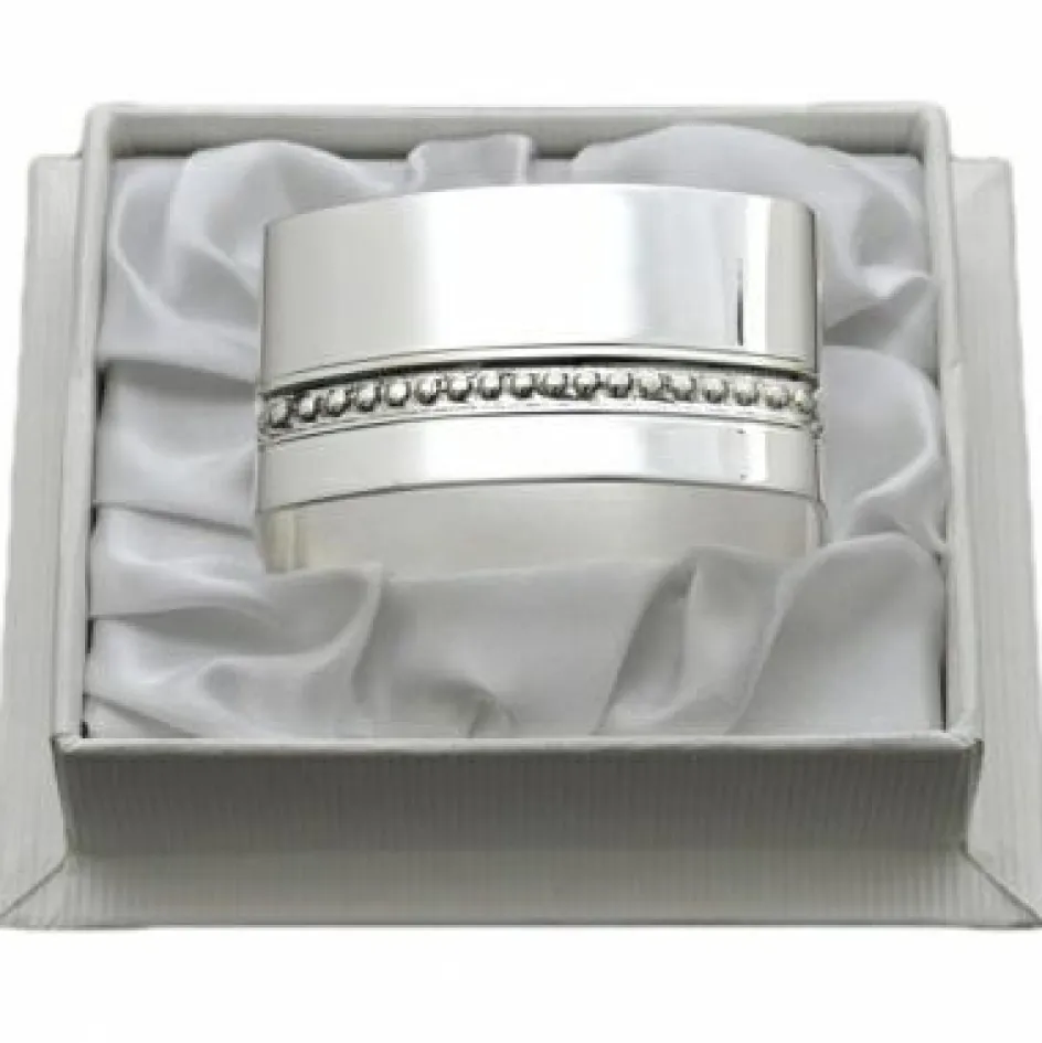 Rond de serviette Lien Perles personnalisable (métal argenté) dans son coffret|Daniel Crégut Sale