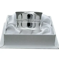 Clearance Daniel Crégut Rond de serviette Perles en métal argenté + coffret (personnalisable)