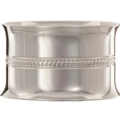 Rond de serviette Perles tressées personnalisable (métal argenté) dans son coffret|Daniel Crégut Sale