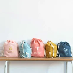 Sac à dos à ficelles bleu pétrole (personnalisable)|Les Griottes