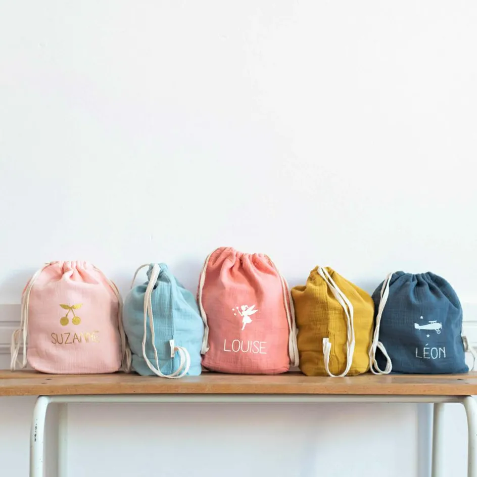 Sac à dos à ficelles bleu pétrole (personnalisable)|Les Griottes