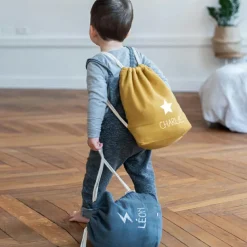 Sac à dos à ficelles jaune moutarde (personnalisable)|Les Griottes New