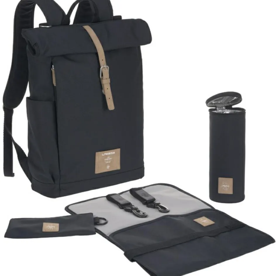 Hot Lässig Sac à dos à langer en polyester recyclé Rolltop bleu nuit