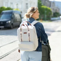Sac à dos à langer Family club signature blanc cassé|Childhome Hot