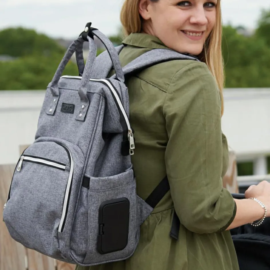 Sac à dos à langer gris|Tinéo Online