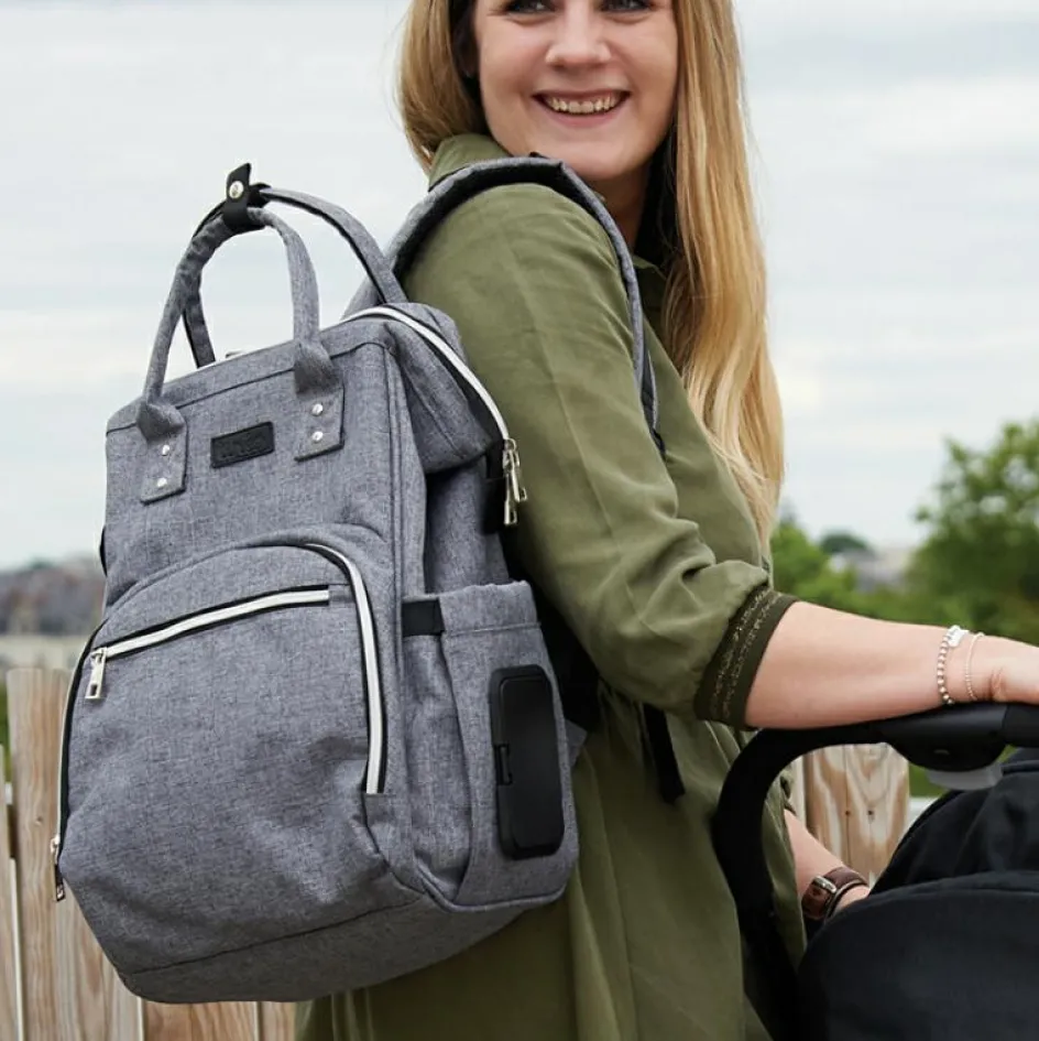 Sac à dos à langer gris|Tinéo Online