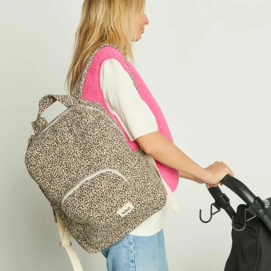 Sac à dos à langer Léopard beige|BEBEL