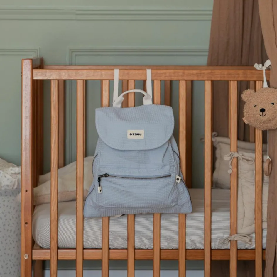 Sac à dos à langer évolutif nid d'abeille Bleu-Gris|O'Caou Clearance