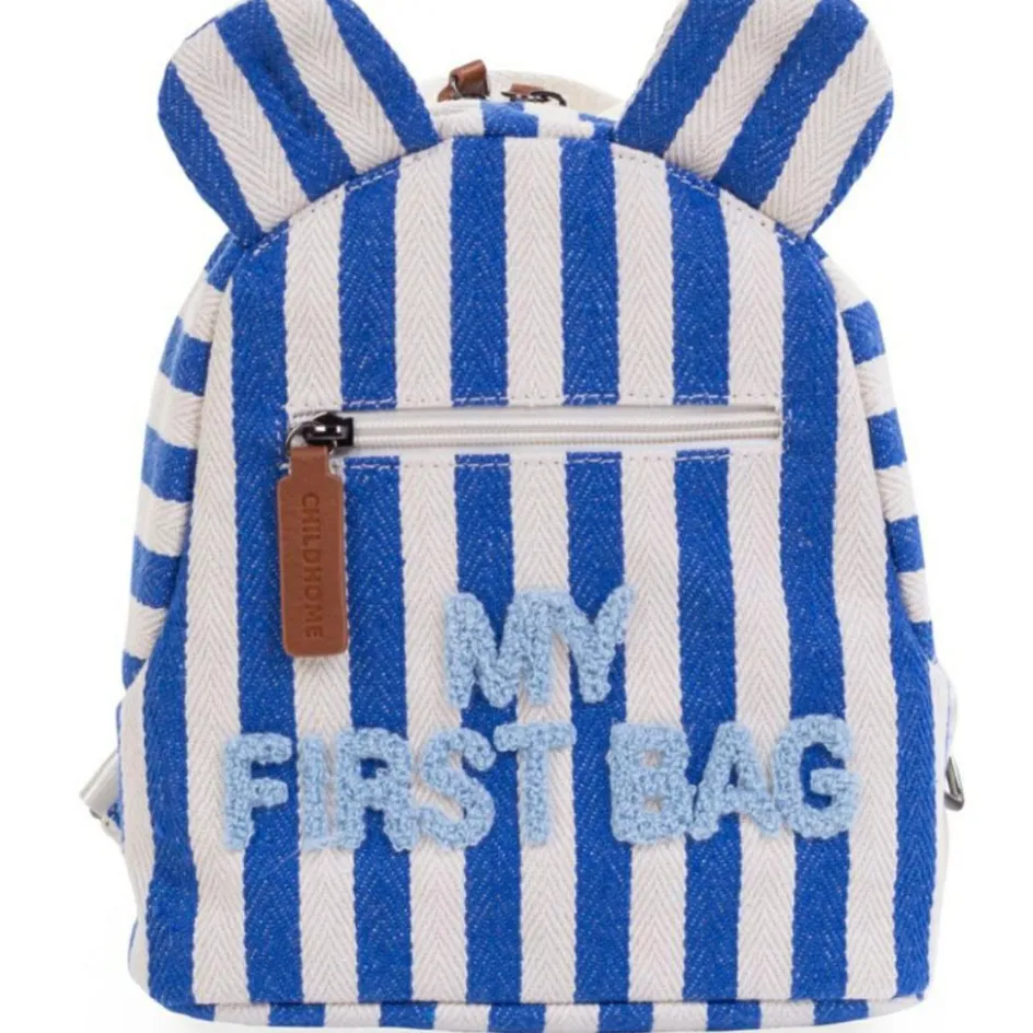 New Childhome Sac à dos bébé My First Bag rayures bleu électrique-bleu clair