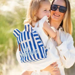 New Childhome Sac à dos bébé My First Bag rayures bleu électrique-bleu clair