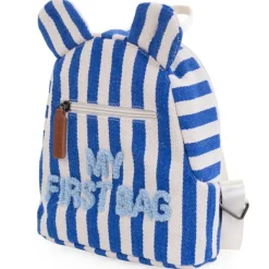 New Childhome Sac à dos bébé My First Bag rayures bleu électrique-bleu clair