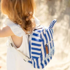 New Childhome Sac à dos bébé My First Bag rayures bleu électrique-bleu clair