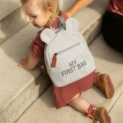 Sac à dos bébé My first bag canvas gris (24 cm)|Childhome Outlet