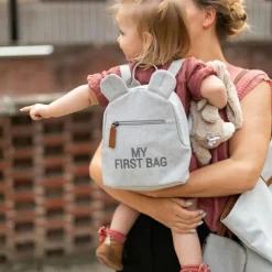 Sac à dos bébé My first bag canvas gris (24 cm)|Childhome Outlet