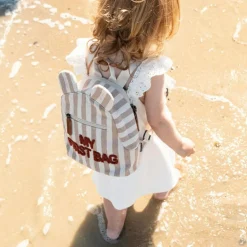 Hot Childhome Sac à dos bébé My First Bag rayures nude-terracotta