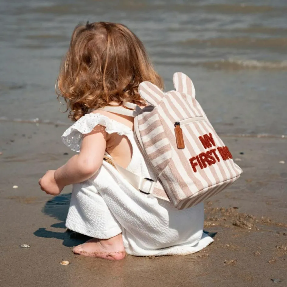 Hot Childhome Sac à dos bébé My First Bag rayures nude-terracotta