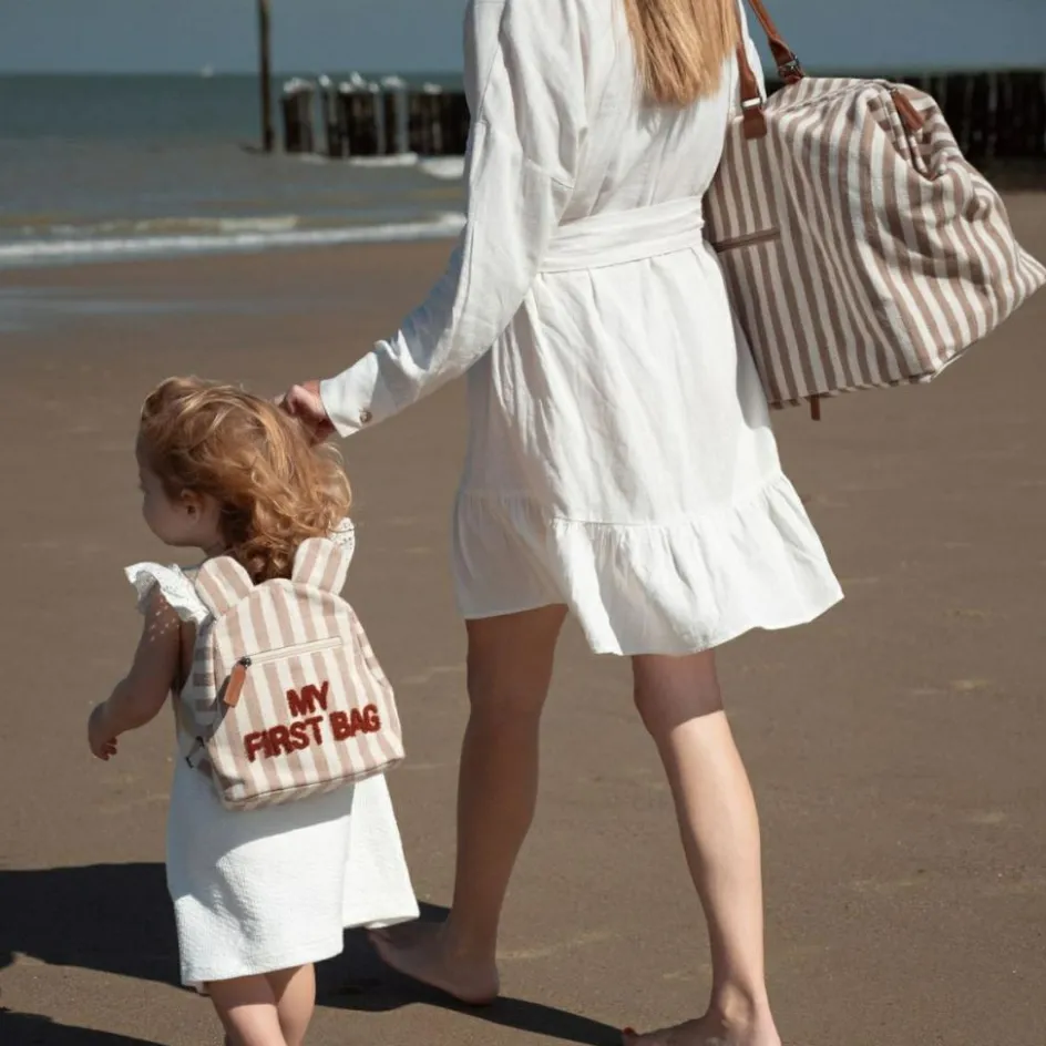 Hot Childhome Sac à dos bébé My First Bag rayures nude-terracotta