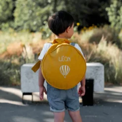 Sac à dos enfant jaune moutarde (personnalisable)|Les Griottes Sale