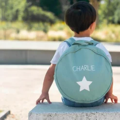Sac à dos enfant vert amande (personnalisable)|Les Griottes Outlet