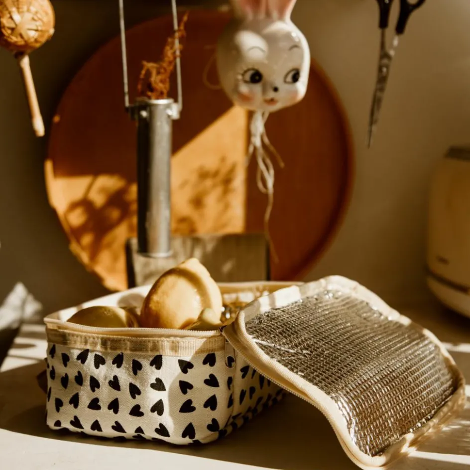 Clearance Atelier Wagram Sac à goûter isotherme Cœurs Ecru
