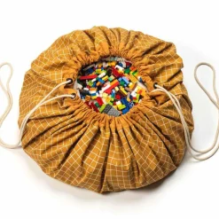 Sac à jouets 2 en 1 Noomad Original Organic Grid Mustard|Play&Go New