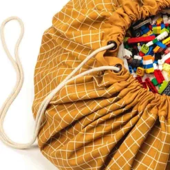 Sac à jouets 2 en 1 Noomad Original Organic Grid Mustard|Play&Go New