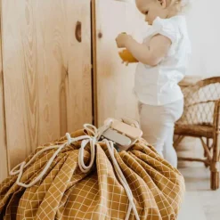 Sac à jouets 2 en 1 Noomad Original Organic Grid Mustard|Play&Go New