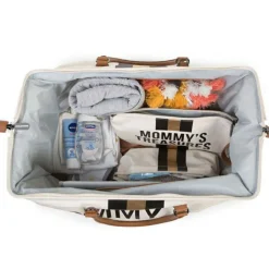 Sac à langer à anses Mommy bag doré, noir et écru|Childhome Discount